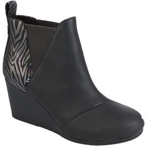 TOMS Kelsey Black Wedge Ankle Boots